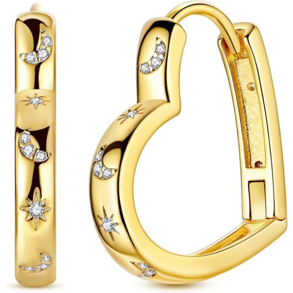 Earrings for Women 925 Sterling Silver Heart Hoops Small Colorful Rainbow Hoop E
